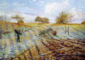 Paysage des plaines œuvres - givre 1873 Camille Pissarro paysage